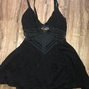 LF black crochet cut out romper